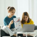 Asia people happy woman or real estate sale agent talk on webcam remote teach, advice coach in MBA